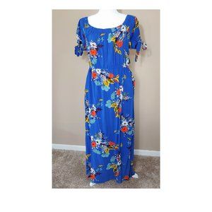 Band Of Gypsies Off The Shoulder Blue Floral Maxi